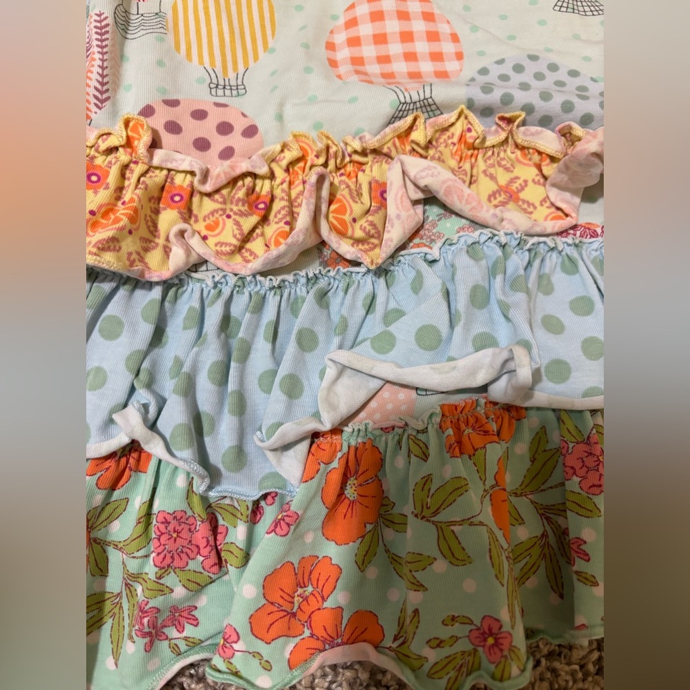 Colorful Air Balloon Print Dress with Ruffles - Picture 2 of 4